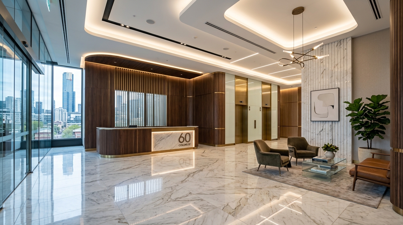 Spotless commercial office reception cleaned by Will's House Cleaning in Melbourne