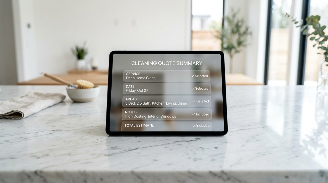Clear pricing estimate document on modern tablet